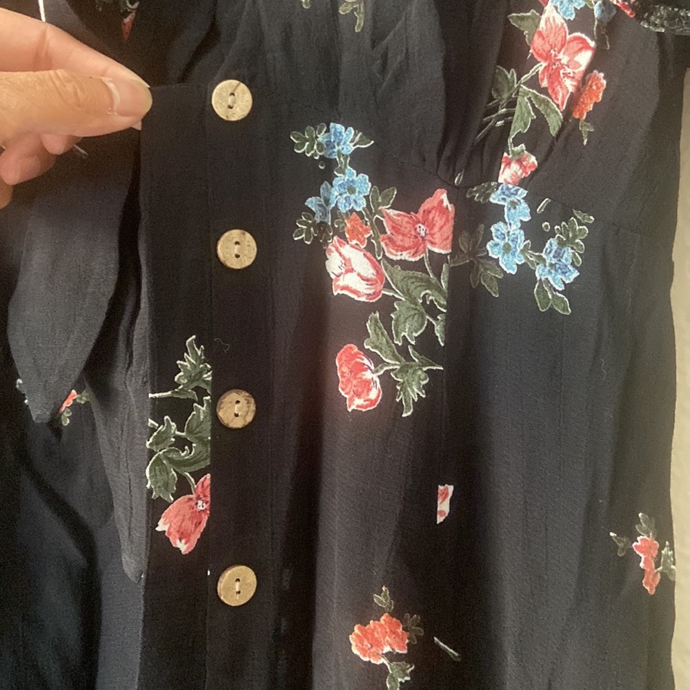 ASOS New Look Black Floral Tie Front Midi Maxi Dress size 4 / small - Picture 5 of 10